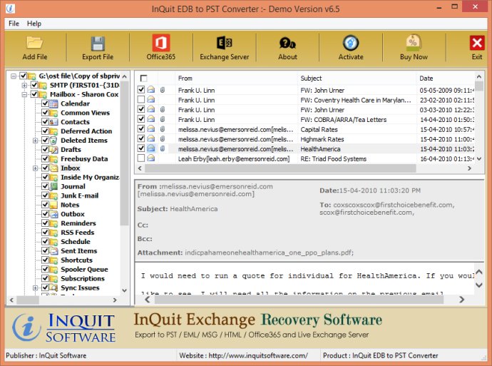 Free EDB to PST InQuit Software