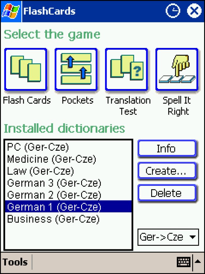 LingvoSoft FlashCards German <-> Czech for Pocket PC