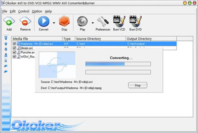 Okoker AVI to DVD MPEG Converter&Burner