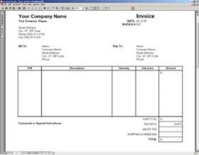 Excel Sales Invoice template