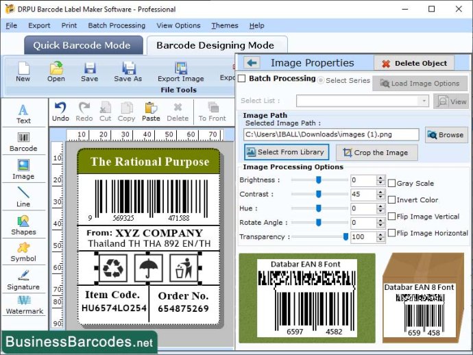 Data Bar Ean 8 Barcode Printing App