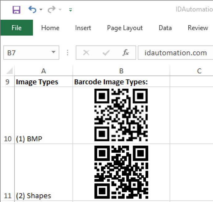 QR-Code Native Excel Barcode Generator