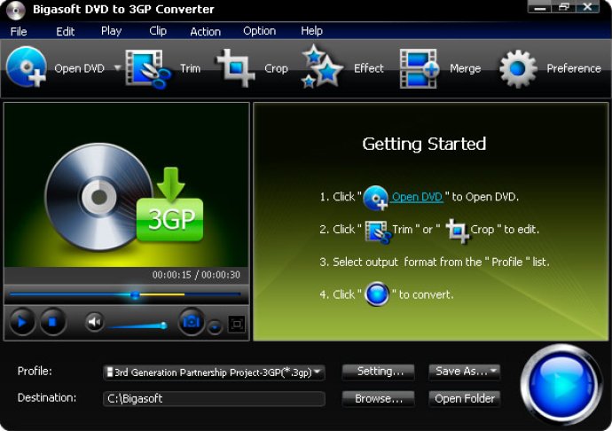 Bigasoft DVD to 3GP Converter