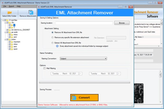 eSoftTools EML Attachment Remover
