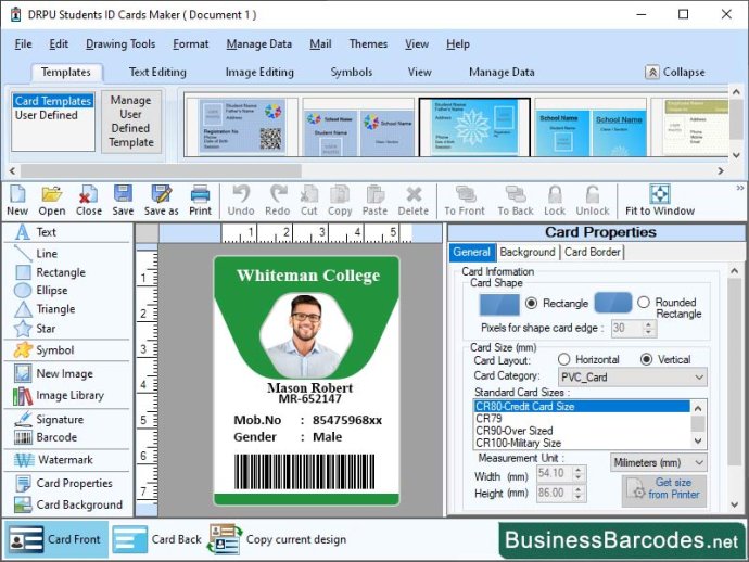 Customizable Student ID Card Software