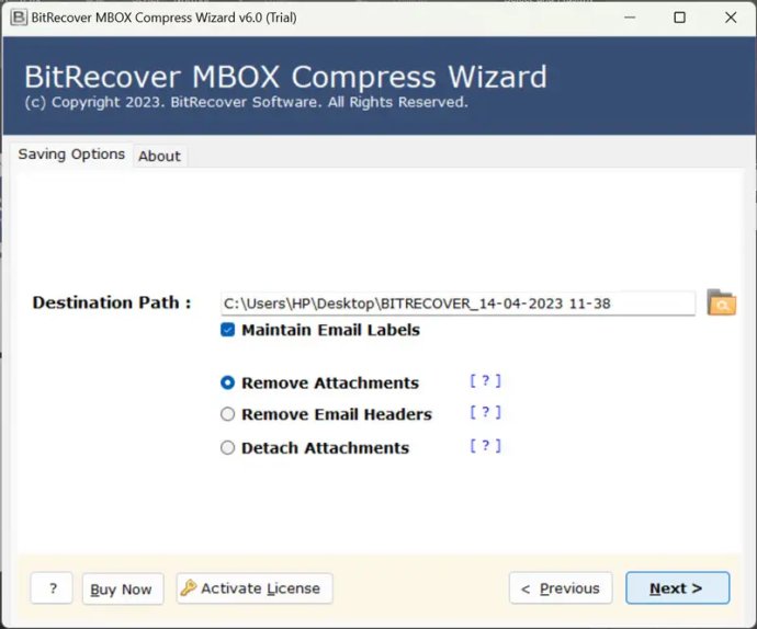 BitRecover MBOX Compress Wizard