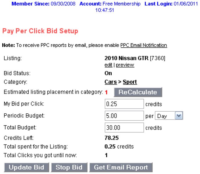 Pay Per Click (PPC) module for Esvon Classifieds