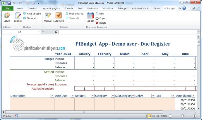 PIBudget App for Excel