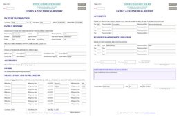 Family & Past Medical History Form - Sample