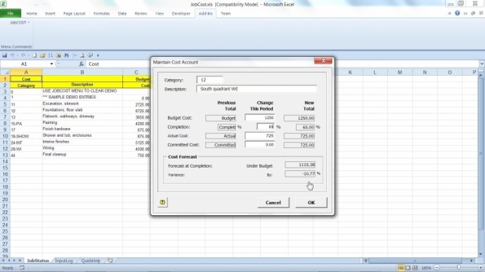JobCOST Controller for Excel