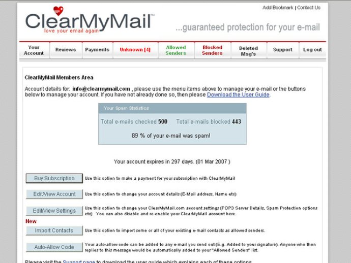 ClearMyMail Spam Blocker
