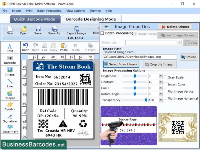 Application for Planet Barcode Designing