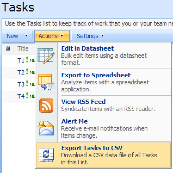 SharePoint List Data Export to CSV/Excel