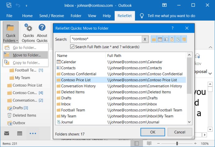 ReliefJet Quick Folders for Outlook