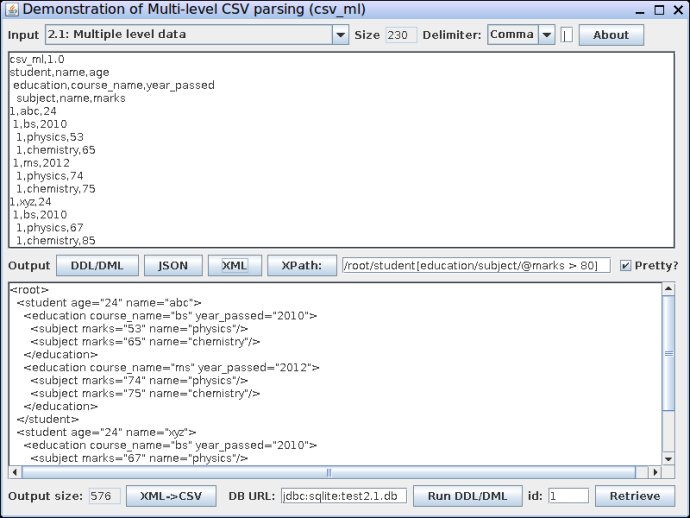 CSV TDV TSV to JSON XML Converter