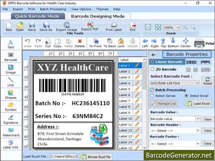 Medicine Barcode Labels Generator
