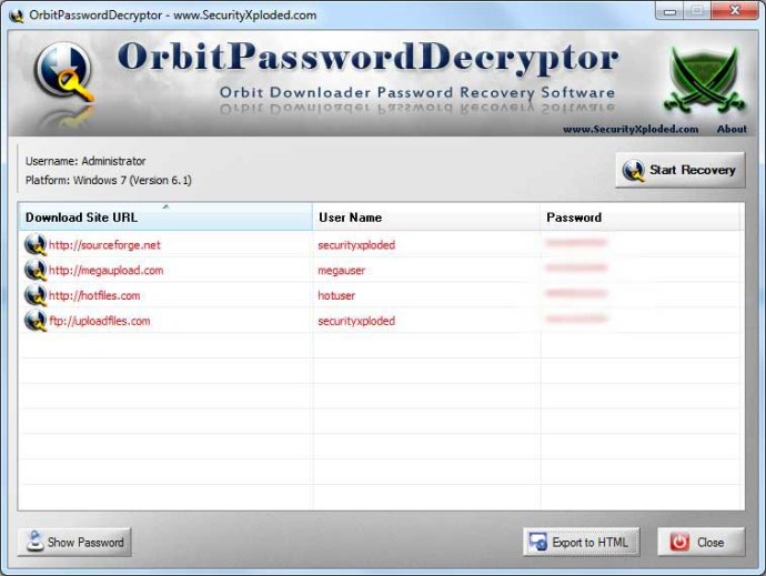 Password Decryptor for Orbit