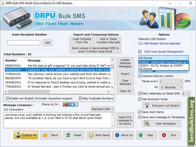 Bulk SMS Program for Multi USB Modem