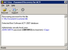 ACT Password Recovery Key