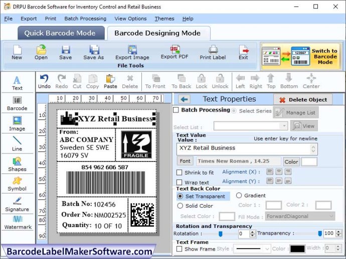 Retail Barcode Labels Creator