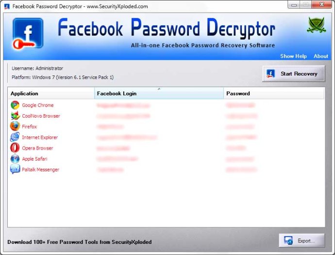 Password Decryptor for Facebook