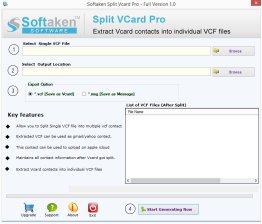 Softaken Split vCard Tool