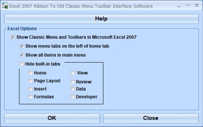 Excel 2007 Ribbon To Old Classic Menu Toolbar Interface Software